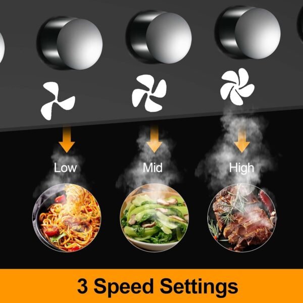 SNDOAS Black Range Hood,Wall Mount Range Hood 30 inch,Stainless Steel Range Hood with Ducted/Ductless Convertible,Stove Vent Hood,Aluminum Filters,3 Speed Exhaust Fan,LED Light,Button Control