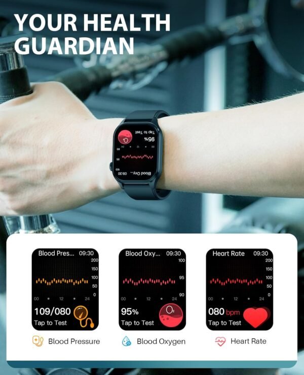 Smart Watch, Infrared True Blood Oxygen Monitor, 2.04-inch AMOLED Display, Heart Rate Sleep Blood Pressure, 136+ Sports Modes, IP68 Waterproof Fitness Tracker, Compatible with Android and iOS