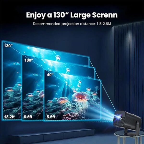 Smart Auto Keystone Projector with WIFI and Bluetooth, 270° Rotatable，AMX500 Mini Portable Projector, 4K Native 1080P Projector, Outdoor Movie Projector Compatible for Laptop, PC, Smartphone