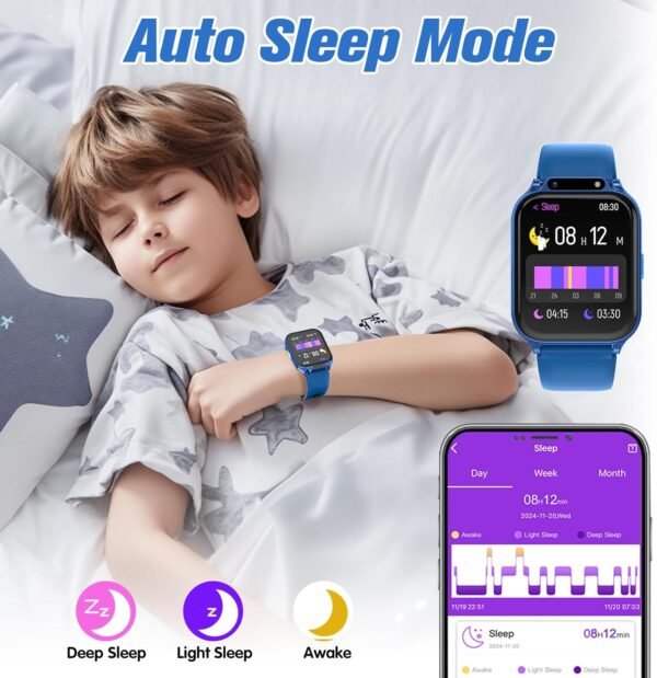 Smart Watch for Kids 1.85" with Fitness Tracker, Sleep Monitor, 22/98 Sport Modes, DIY Dial, IP68 Waterproof, Step Counter, Heart Rate, Camera, with/Without APP, Gift for 3-12 Years Old Boys and Girls