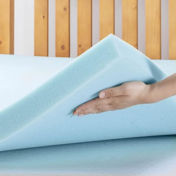Best Price Mattress 3 Inch Ventilated Memory Foam Mattress Topper, Cooling Gel Infusion, CertiPUR-US Certified, Full Blue
