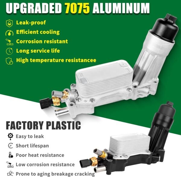 926-959 Aluminum Engine Oil Cooler and Oil Filter Housing Adapter 926-876 Fit for 3.6L 2011-2016 Dodge Charger Chrysler 200 300 Jeep Grand Cherokee Wrangler Ram ProMaster 6cyl | 5184304AE 68105583AF