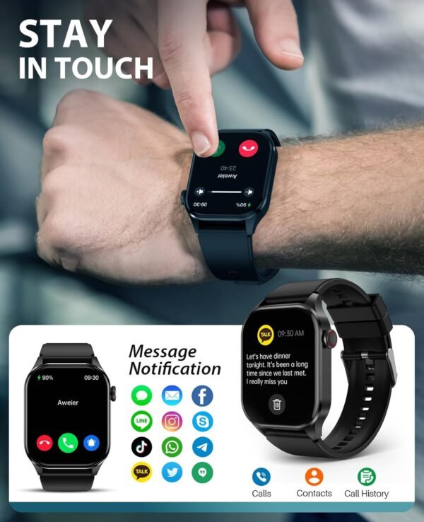 Smart Watch, Infrared True Blood Oxygen Monitor, 2.04-inch AMOLED Display, Heart Rate Sleep Blood Pressure, 136+ Sports Modes, IP68 Waterproof Fitness Tracker, Compatible with Android and iOS