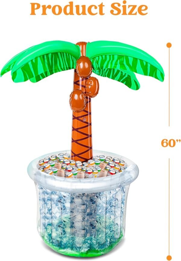 JOYIN 60" Inflatable Palm Tree Cooler, Beach Theme Pool Party Decorations, Luau Hawaiian Birthday Party Decor Supplies Ocean Jungle Tropical Themed Decoration Summer Outdoor Drink Cooler