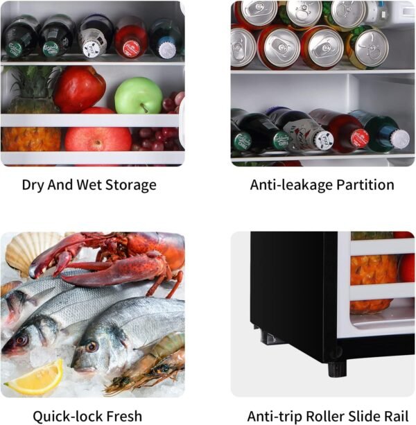 3.5 Cu.Ft Compact Refrigerator Mini Fridge with Freezer,7 Level Adjustable Thermostat Removable Shelves Small Refrigerator for Office Dorm Apartment Black,(KB02 FLS-80-BLACK)