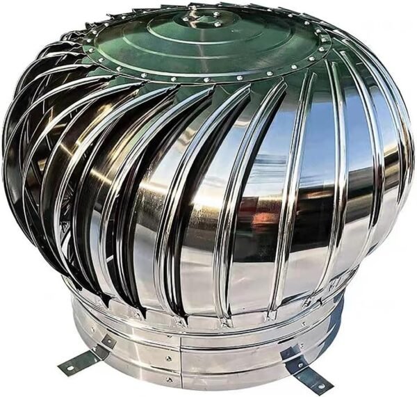 SARKEY Roof Turbine Ventilator, 304 Stainless Steel Chimney Cowl, Wind Rotating Turbine Cap Vent, Round Rotating Roof Exhaust Heat Dissipation Vents, Unpowered Rotation, Easy to Install(300mm/11.8in)