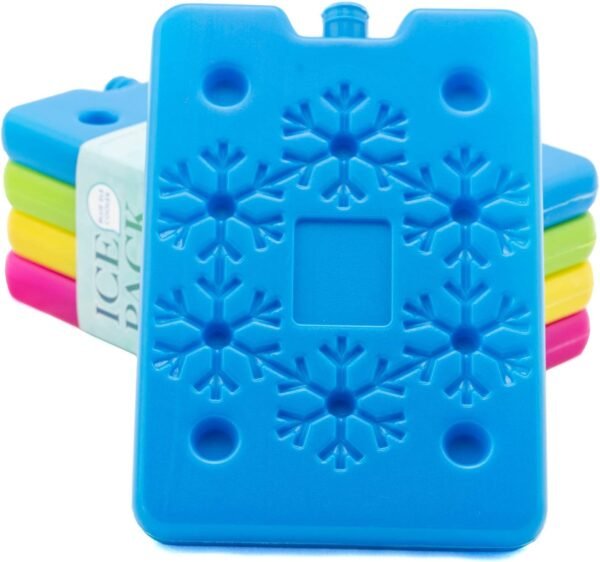 BLUE ELE Reusable Ice Packs for Lunch Boxes and Coolers, 4 Pack Slim & Lightweight Freezer Packs, Long Lasting Ice Blocks for Camping, Picnic, Work or School, MultiColored