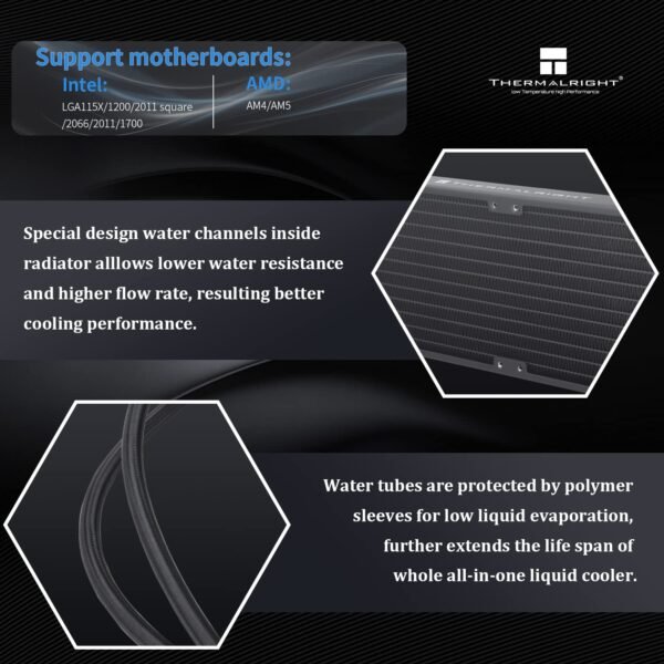 Thermalright Frozen Prism360 Black ARGB CPU Liquid Cooler,Efficient PWM Controlled Pump 3300RPM,3×TL-E12 Series PWM Fan,Water Cooling Computer Parts,for AMD AM4/AM5,Intel 1150/1151/1200/1700/2011