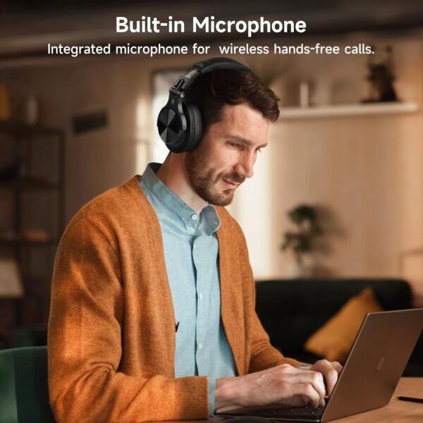 OneOdio A70 Bluetooth Over Ear Headphones, Wireless Headphones with 72H Playtime, Hi-Res, 3.5mm/6.35mm Wired Audio Jack for Studio Monitor & Mixing DJ Guitar AMP, Computer Laptop PC Tablet - Black