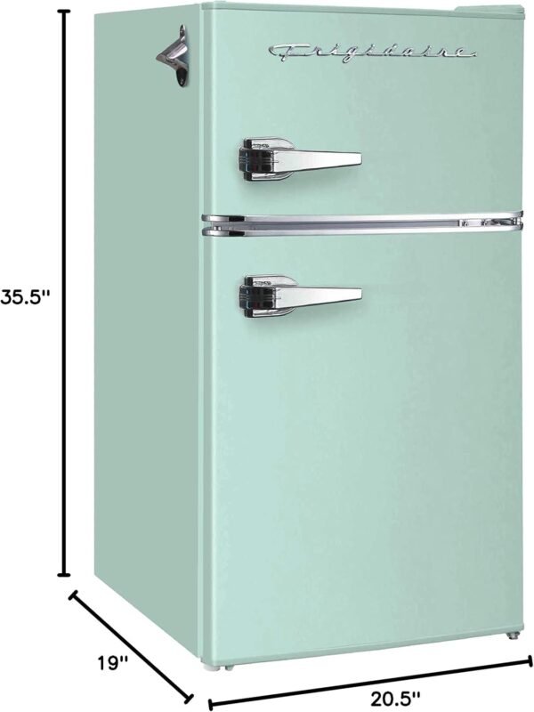 Frigidaire EFR840 Retro Mini Fridge with Freezer & Side Bottle Opener - Small 2 Door Refrigerator for Office Bar or College Dorm Room - 3.2 Cu Ft, Mint