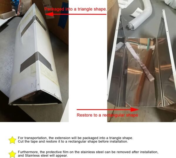 Range Hood Extension for Wall Mount Stainless Steel Chimney Duct Adjustable Cover Ceiling