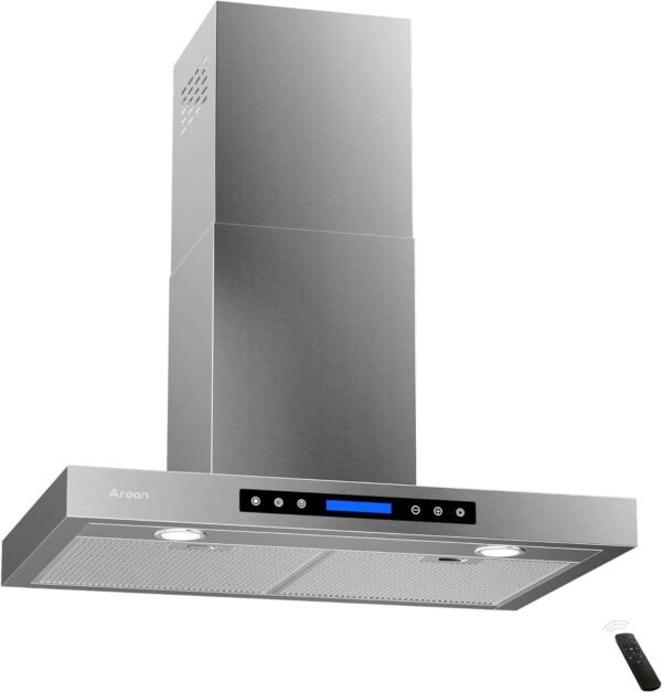 30 inch Wall Mount Range Hood, Stainless Steel Kitchen Chimney Vent with 780 CFM & Four-Speed Touch Panel, 2pcs Adjustable LED (PA01-30)