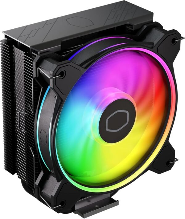 Cooler Master Hyper 212 Halo Black CPU Air Cooler, 120 Halo² PWM Fan, Dual Loop ARGB, Aluminum Top Cover, 4 Copper Heat Pipes, 154mm Tall, AMD Ryzen AM5|AM4, Intel LGA 1851|1700|1200 Brackets