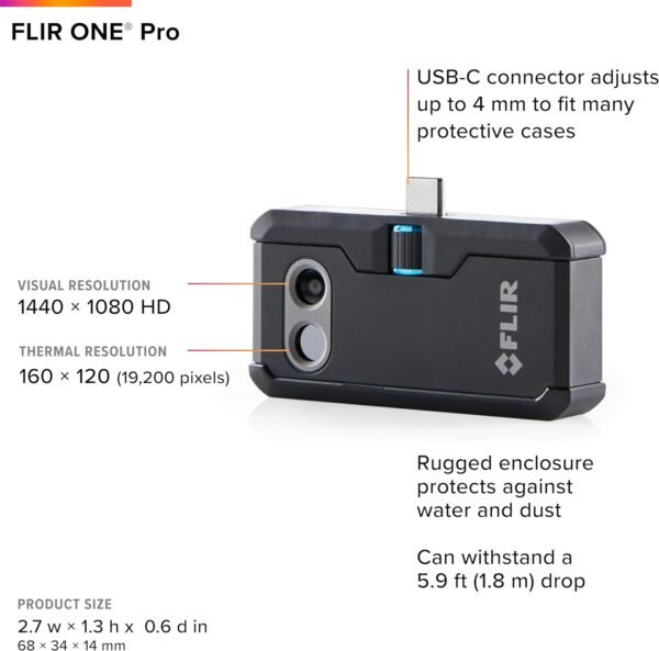 FLIR ONE Pro - High Resolution (160x120) Thermal Imaging Camera for Android Smartphones (USB-C)