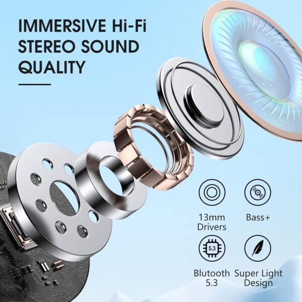 Wireless Earbuds Bluetooth 5.3 Headphones 40Hrs Playtime with LED Display for iphone and Android, Wireless earphones Deep Bass and Noise cancelling Bluetooth Ear Buds with IPX7 Waterproof, Fast Charge