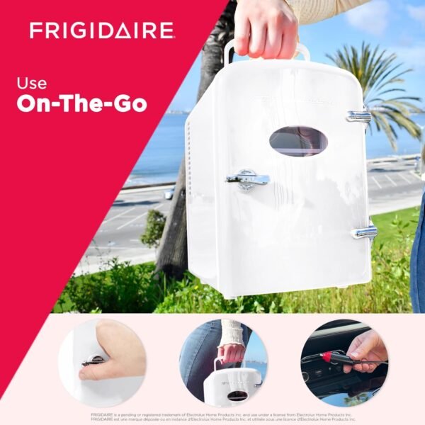 Frigidaire EFMIS129-WHITE, Mini Portable Fridge, 4 Litres Capacity, Chills Six 12oz Cans, 100% Freon-Free & Eco Friendly, Beverage Cooler- White