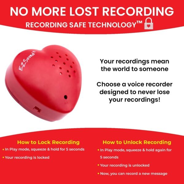 EZSound Build a Bear Voice Recorder | 30 Seconds Stuffed Animal Voice Recorder | Recordable Insert to Create Baby Heartbeat Bear | Sound Box for Voice Gifts | Custom Voice Recorder for Children (Red)