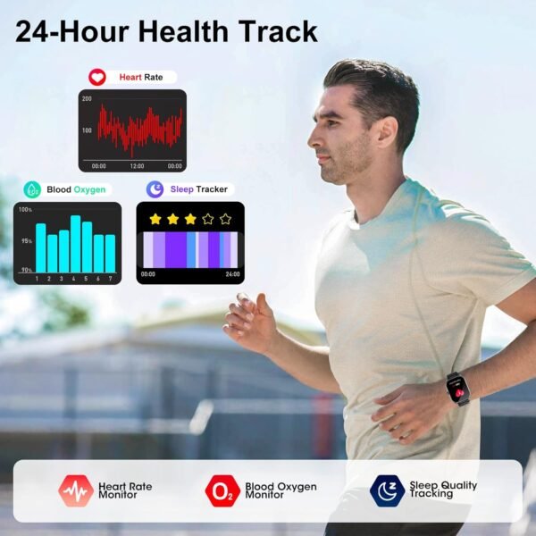 Curve Military Smart Watch for Men(Answer/Make Call), 2.01" Smartwatch with Heart Rate/Sleep Monitor, Fitness tracker with 120+ Sports Modes IP68 Waterproof Fitness Watch for Android iOS (2 Straps)