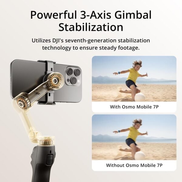 DJI Osmo Mobile 7P Gimbal Stabilizer for Smartphone 3-Axis Phone Gimbal Bundle with 2X Deco Essentials 3.5mm Clip-On Mini Lapel Microphone +LED Cordless Smartphone Ring Light + 2 Year Protection Pack