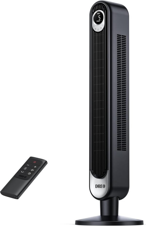 Dreo Tower Fan for Bedroom，90° Oscillating Standing Fan, 25ft/s, 28dB Quiet for Sleep, 6 Speeds, 4 Modes, 12H Timer, 42 Inch, Bladeless, Remote, for Home, Office, Room, Cruiser Pro T1