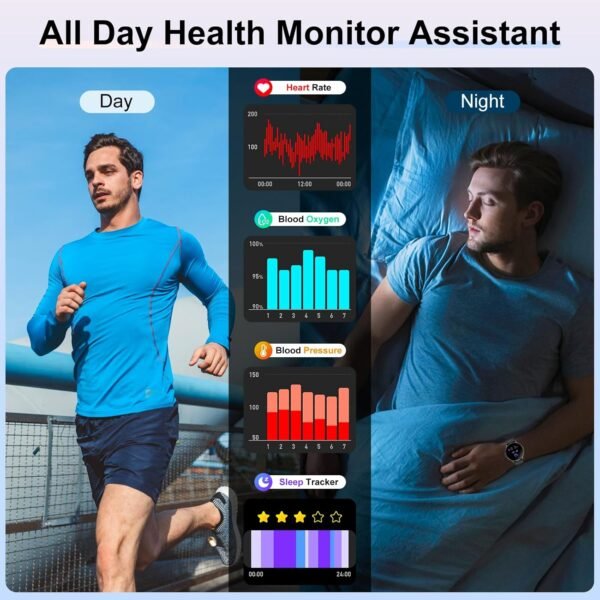 Smart Watch for Men Women Answer/Make Calls, 1.39''Touch Screen Fitness Tracker with 110+Sports Modes,Voice Assistant Fitness Watch,IP67 Waterproof Smartwatch for Android iOS