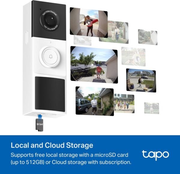 TP-Link Tapo Smart Video Doorbell Camera Wireless with Chime, 2K with Full Color Night Vison & Spotlights, No Monthly Fee, Ring Call, 160° Ultra-Wide View, Free AI Detection, Local Storage (D210)