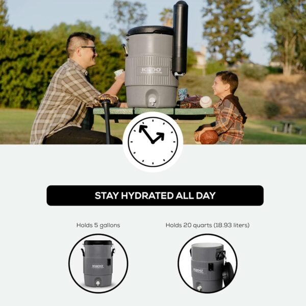 Igloo 5 Gallon Portable Sports Cooler Water Beverage Dispenser with Flat Seat Lid