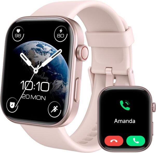 Smart Watches for Women for Android iPhone, [1.99" AMOLED Screen] Smartwatch Fitness Tracker with Bluetooth Calls, AI Control, Heart Rate/SpO2/Sleep Monitor, 12 Days Battery, 3ATM Waterproof