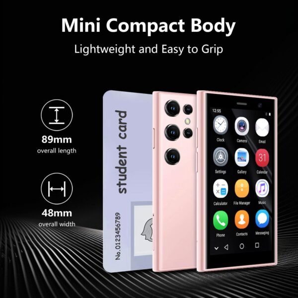 Mini Phone 3G Unlocked Small Smartphone with 2GB+16GB, 3.0" HD Touch Screen,Pocket Cellphone, Mini Phone for Kids, Best Gift for Kids - Pink
