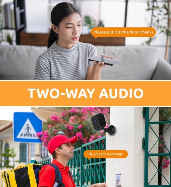 2K Security Cameras Wireless Outdoor, Cameras for Home Security with 2-Way Audio, PIR Motion Detection, Night Vision, Cloud Storage, IP65 Weatherproof, Outdoor Camera Work with Alexa & Google Home