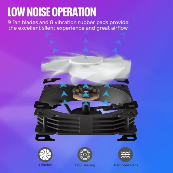 Vetroo V5 CPU Air Cooler with 5 Heat Pipes 120mm FDB PWM Processor Cooling for Intel LGA 1851/1700/1200/115X AMD AM5/AM4, Addressable RGB Lights Sync - Black