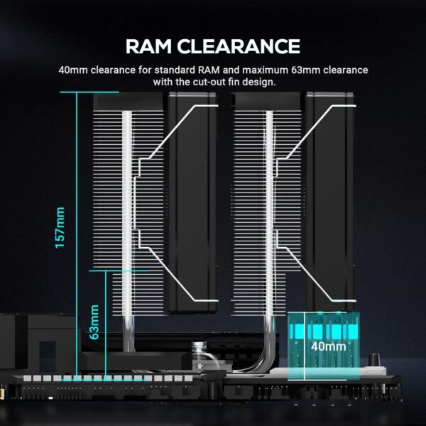 ID-COOLING FROZN A620 PRO SE - Blackout Dual-Tower Air CPU Cooler, 6×Ф6mm Heatpipes, Dual 120x120x25mm Quiet Fans, Intel LGA1700/1851/1200/115X; AMD AM4/AM5 (157mm in Height)