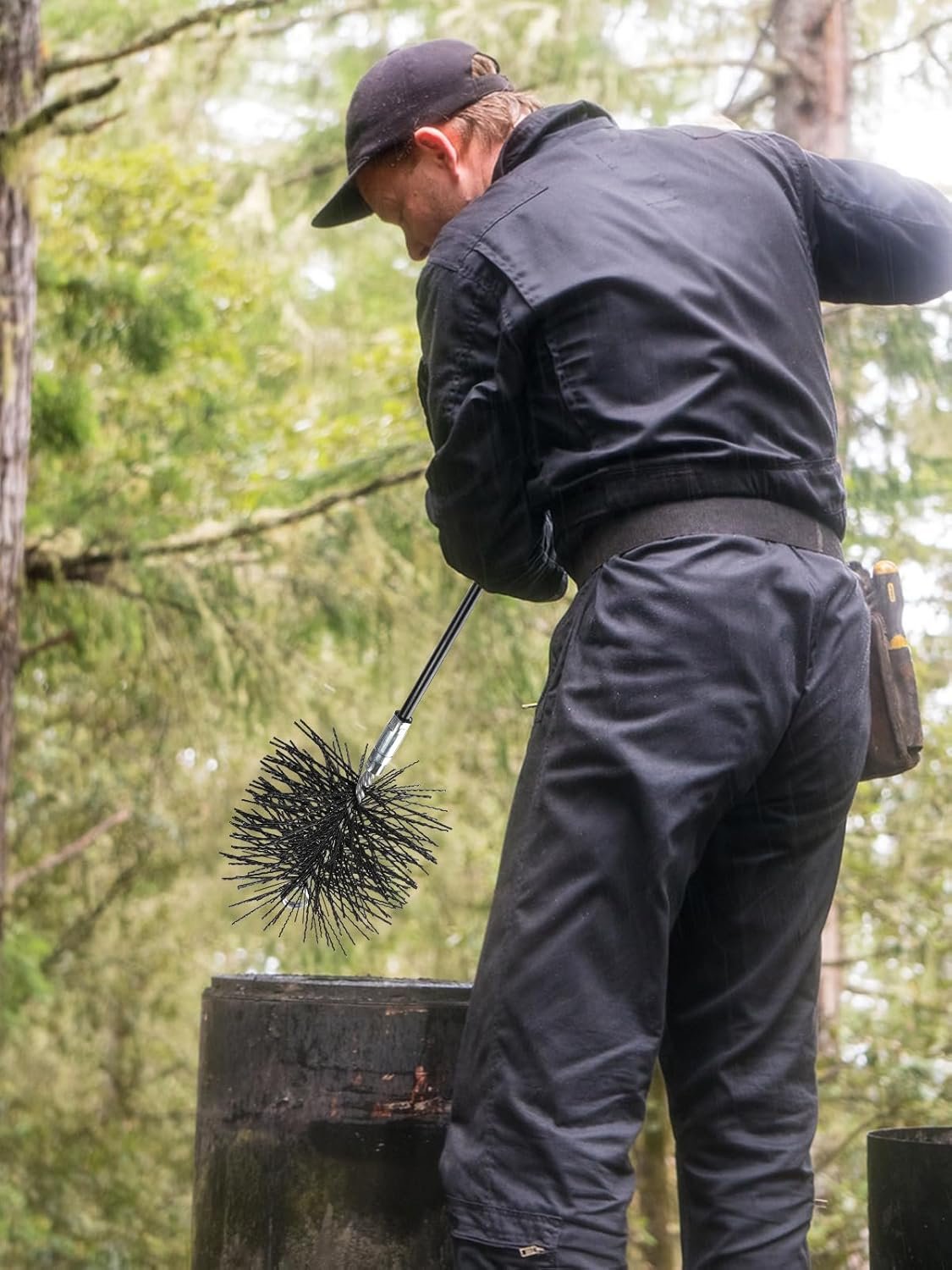 Chimney Cleaning Brush with Standard 1/4" NPT End Fitting- 6 Inch Fiberglass Chimney Brush for Cleaning Chimney Hearth Fireplace