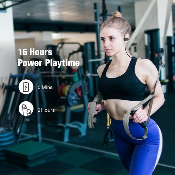 Bluetooth Wireless Headphones 16H Playtime Earbuds with Mic Stereo in-Ear Earphones, IPX7 Waterproof Sports Sound Isolation Headsets for Running, Gym, Workout