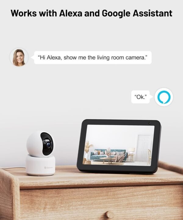 GALAYOU Indoor Security Camera 2K, Pet Camera, 360 Degree WiFi Home Security Camera for Baby/Elder/Nanny with Night Vision, Siren, 24/7 SD Card Storage, Works with Alexa and Google Assistant G2
