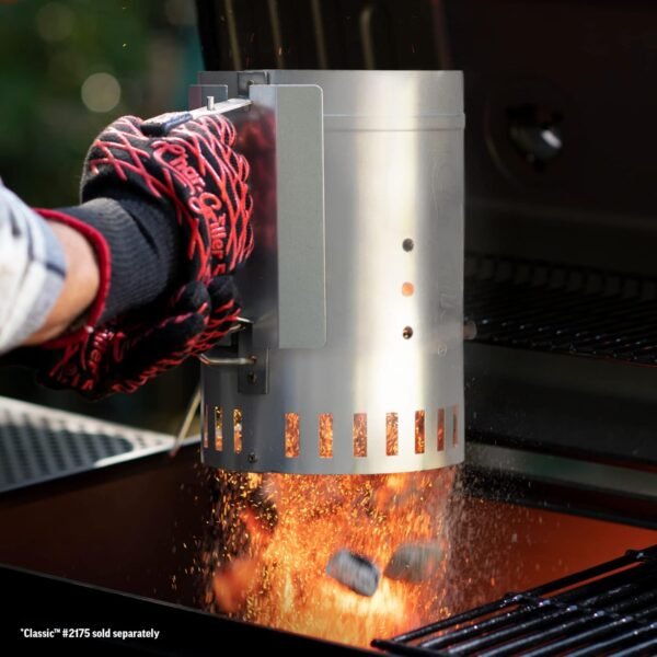 Char-Griller® Charcoal Grill Chimney Starter with Quick Release Trigger for Quickly Lighting BBQ Coals, Compatible with Any BBQ Charcoal Grill, 12-Inch