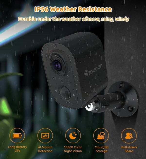 2K Security Cameras Wireless Outdoor, Cameras for Home Security with 2-Way Audio, PIR Motion Detection, Night Vision, Cloud Storage, IP65 Weatherproof, Outdoor Camera Work with Alexa & Google Home