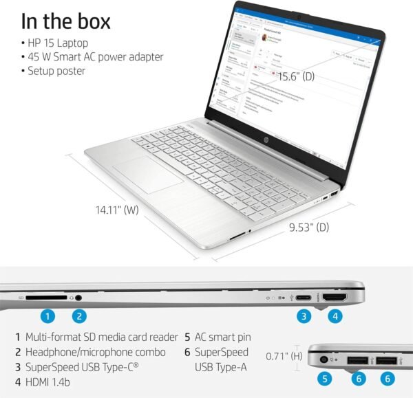 HP Windows 11 Pro 15 15.6" FHD Business Laptop Computer,11th Gen Intel Core i5-1135G7, 16GB RAM 512GB SSD, Intel Iris Xe Graphic, Numeric Pad, Long Battery Life, Wi-Fi 5, Bluetooth 4.2, USB, w/Battery