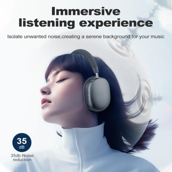 Wireless Headphones Over-Ear Bluetooth Adjustable 42 Hours of Listening Time Volume Control, Fitting in Gaming/Running/Sports Headphones for iPhone/Android/Samsung -Space Grey