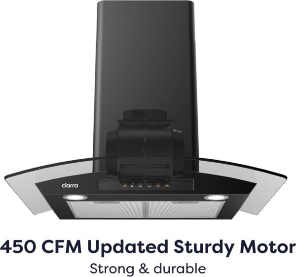 CIARRA Black Range Hood 30 inch with Soft Touch Control 450 CFM Stove Vent Hood for Kitchen with 3 Speed Exhaust Fan Auto Shut Off Function CAB75502
