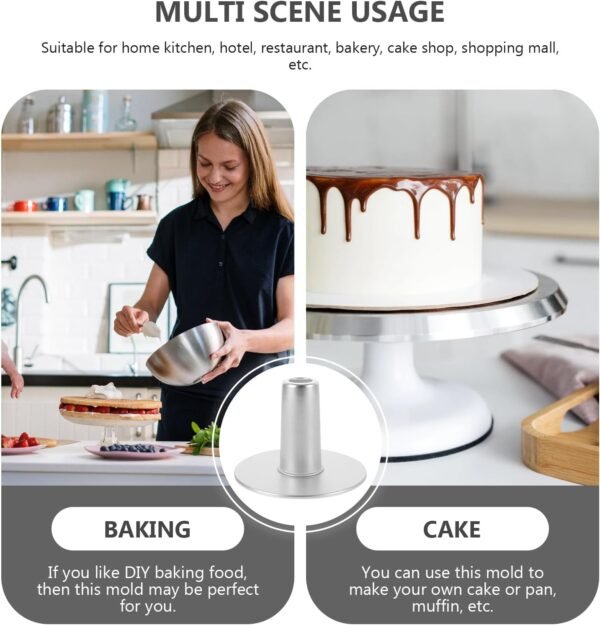 2pcs Cake Chimney Mold Oven Pans Fluted Bakeware Bakery Dessert Baking Pans for Oven Baking Accessories Nonstick Bakeware Metal Cake Mold Aluminum Alloy Household Chiffon