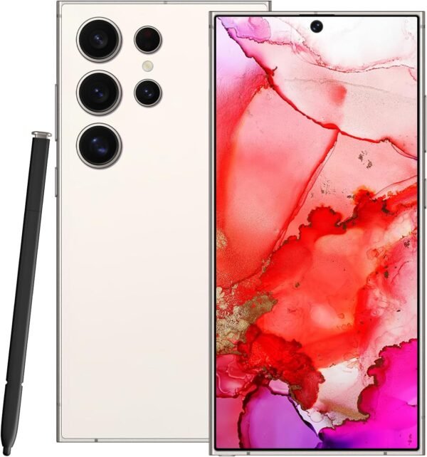 Unlocked Cell Phones, X24 Ultra Dual SIM Android Phone, 8GB+256GB+128GB Unlocked Smartphone, Super Fast Charging, 6800 mAh Battery, 48MP+108MP Camera, Face ID, US Version, 5G Phone (Milk White)