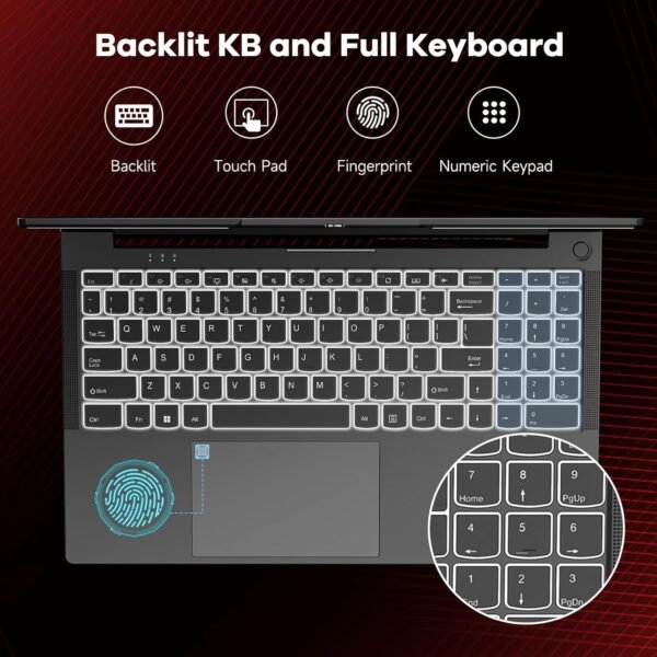 NIMO 15.6 FHD-Laptop,6-Cores AMD Ryzen 5 6600H 660M 6nm GPU, 32GB DDR5 1TB SSD (Beat i5-12450H),IPS 100W Type-C Business Gaming laptops-Computer with Fingerprint Backlit Keyboard WiFi5 Win 11