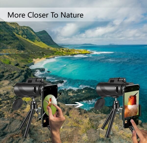 80x100 Monocular-Telescope High Powered for Smartphone Monoculars for Adults High Definition Monocular Telescope for Stargazing Hunting Wildlife Bird Watching Travel Camping Hiking