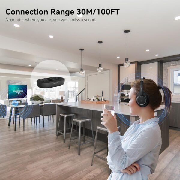 LEVN Wireless Headphones for TV Watching, TV Headphones Wireless for Seniors with TV Transmitter Charging Base, Hearing-impaired, No Audio Delay Blutooth Headphones, Plug and Play, Gifts for Elderly