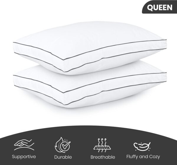 Utopia Bedding Bed Pillows for Sleeping Queen Size (Grey/White), Set of 2, Cooling Hotel Quality, Gusseted Pillow for Back, Stomach or Side Sleepers