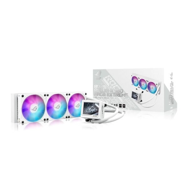 ASUS ROG RYUYJIN III 360 ARGB Extreme White Edition All-in-one AIO CPU Liquid Cooler, AMD Ryzen9000 & Intel Core Ultra Ready, Asetek Gen8 V2 Pump, high Airflow & Static Pressure Magnetic Fans