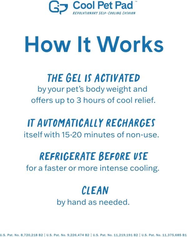 The Green Pet Shop Cool Pet Pad - Extra Large, Blue - Self-Cooling, Pressure Activated Mat for Dogs & Cats from 80+ lbs - Non-Toxic Gel, No Water Needed