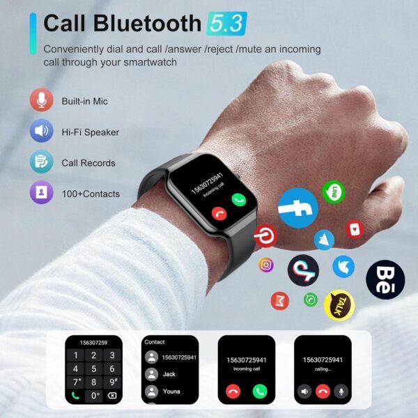 Smart Watch for Men Women Answer/Make Calls, 1.96" HD Fitness Watch with 113+ Sports, Heart Rate Monitor Sleep Monitor Activity Trackers with Step Counter, IP68 Waterproof, Smartwatch for Android/iOS