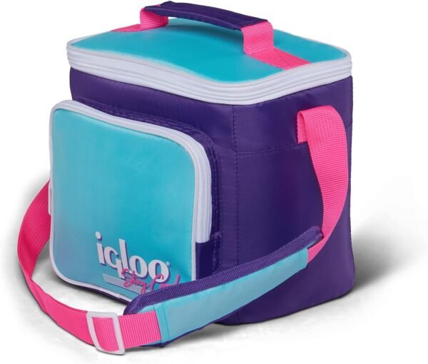 Igloo Retro 90s Lunch Coolers, Insulated Lunch Bag, Square Lunch Box Cooler with Front Pocket & Adjustable Strap